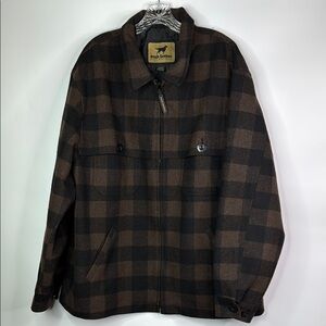 Vintage Irish Setter Brown Black Plaid Wool Blend Field Jacket Size XL